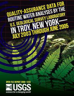 Quality-Assurance Data for Routine Water Analyses by the U.S. Geological Survey Laboratory in Troy, New York- July 2003 Through June 2005|U. S. Department of the Interior